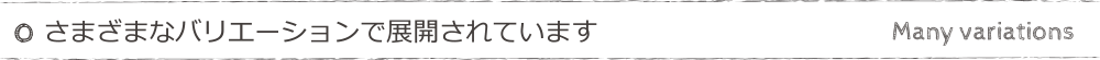 さまざまなバリエーションで展開されています　Many　variations